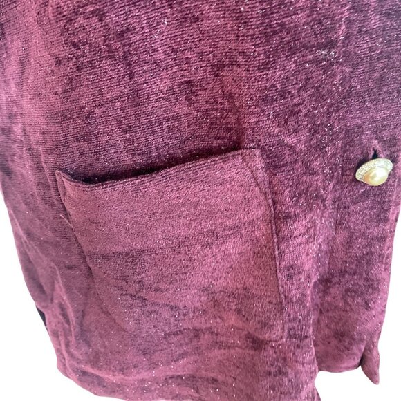 Vintage Jessica Howard Burgundy Button-Up Chenille Jacket With Front Pockets - Picture 7 of 9